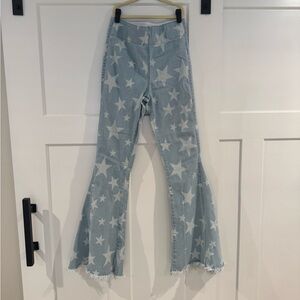 Mumu Blue Star Patterned Flare Jeans